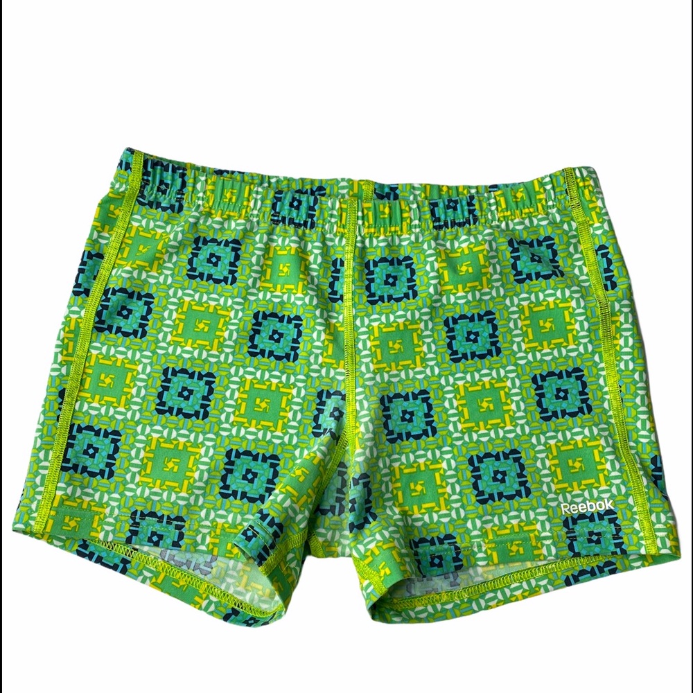 Reebok Green Blue Pattern Volleyball Dance Shorts